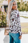 Cow Print Keyhole Long Sleeve Top Blouses - Tophatter Daily Deals