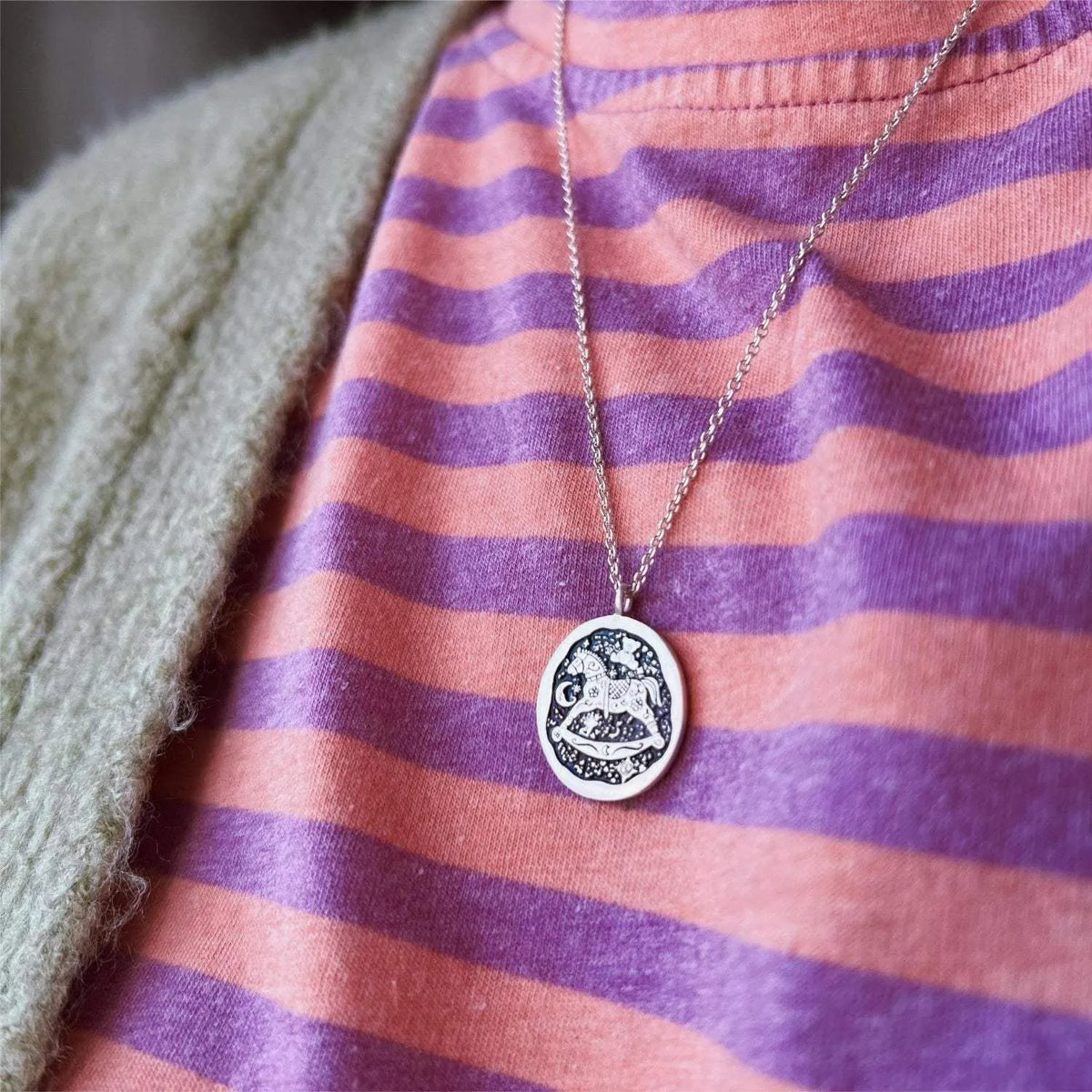 Brass 18K Gold-Plated Coin Shape Pendant Necklace Silver One Size Necklaces - Tophatter Daily Deals