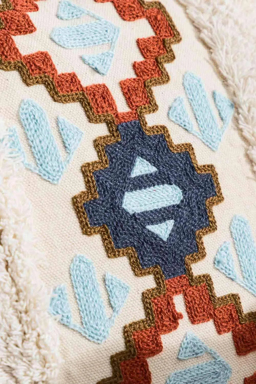 Embroidered Fringe Detail Decorative Throw Pillow Case Decorative Pillowcases - Tophatter Daily Deals