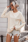 Checkered Round Neck Long Sleeve T-Shirt Women's T-Shirts - Tophatter Daily Deals