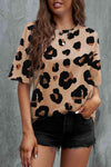 Animal Print Dropped Shoulder Round Neck T-Shirt Women's T-Shirts - Tophatter Daily Deals