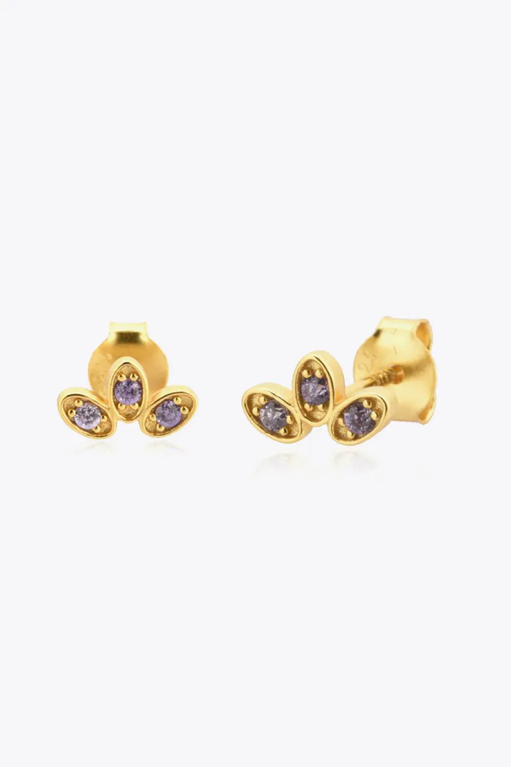 Inlaid 925 Sterling Silver Stud Earrings Lavender One Size Earrings - Tophatter Daily Deals