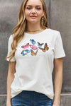 Simply Love Full Size Butterfly Graphic Cotton Tee Bleach Women's T-Shirts - Tophatter Daily Deals