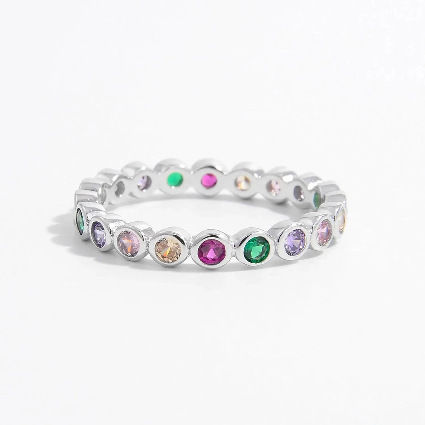 925 Sterling Silver Contrast Zircon Ring Rings - Tophatter Daily Deals