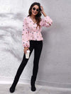 Butterfly V-Neck Balloon Sleeve Peplum Blouse Blouses - Tophatter Daily Deals