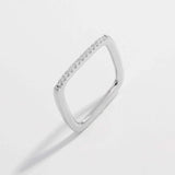 925 Sterling Silver Zircon Square Ring Silver Rings - Tophatter Daily Deals