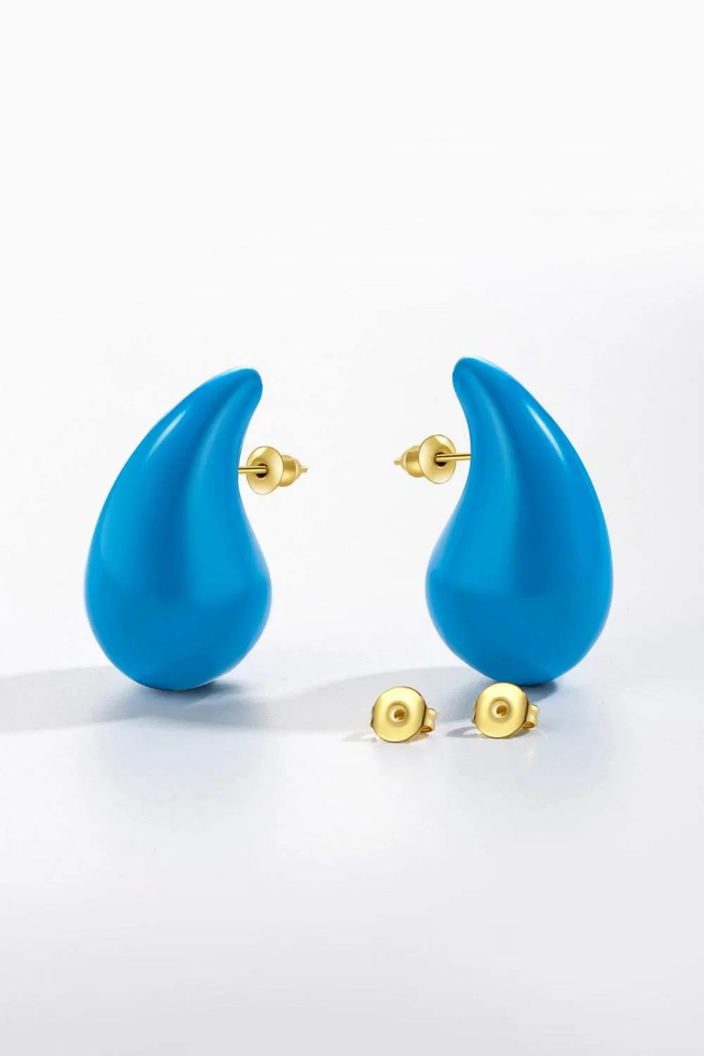 Big Size Water Drop Brass Earrings Pastel Blue One Size Earrings - Tophatter Daily Deals