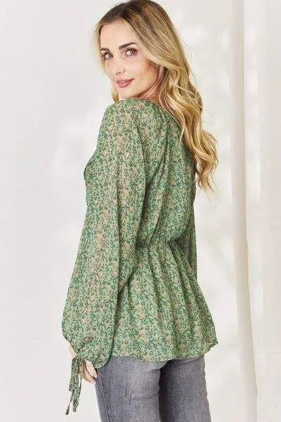 HEYSON Full Size Floral Surplice Peplum Blouse Blouses - Tophatter Daily Deals