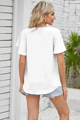 V-Neck Flutter Sleeve Blouse Blouses - Tophatter Daily Deals