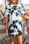 Tie-Dye Round Neck Short Sleeve Tunic Tee Black Women's T-Shirts - Tophatter Daily Deals