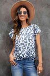 Leopard Layered Flutter Sleeve Tee Shirt Blouses - Tophatter Daily Deals