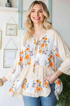 Floral Tie Neck Tiered Blouse Blouses - Tophatter Daily Deals