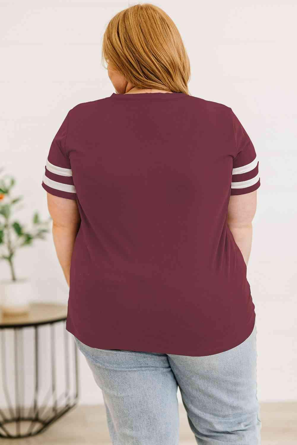 Plus Size Striped V-Neck Tee Shirt Women's T-Shirts - Tophatter Daily Deals