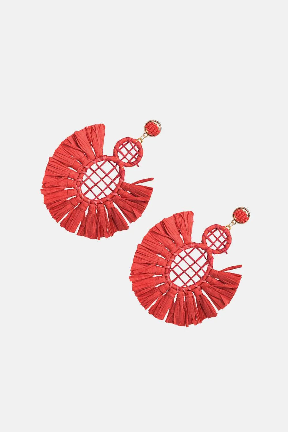 Raffia Grass Tassel Detail Dangle Earrings Earrings - Tophatter Daily Deals