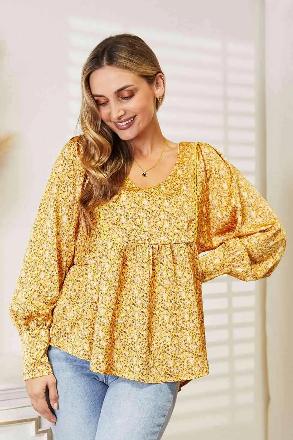 HEYSON Full Size V-Neck Floral Satin Top Blouses - Tophatter Daily Deals