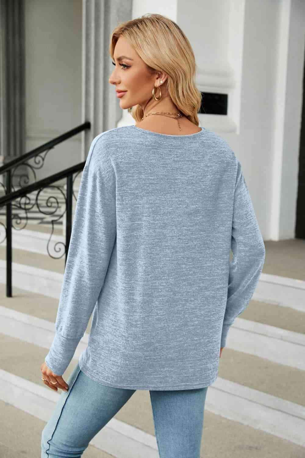 V-Neck Long Sleeve T-Shirt Women's T-Shirts - Tophatter Daily Deals