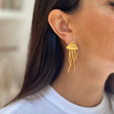 18K Gold-Plated Stainless Steel Jellyfish Earrings Earrings - Tophatter Daily Deals