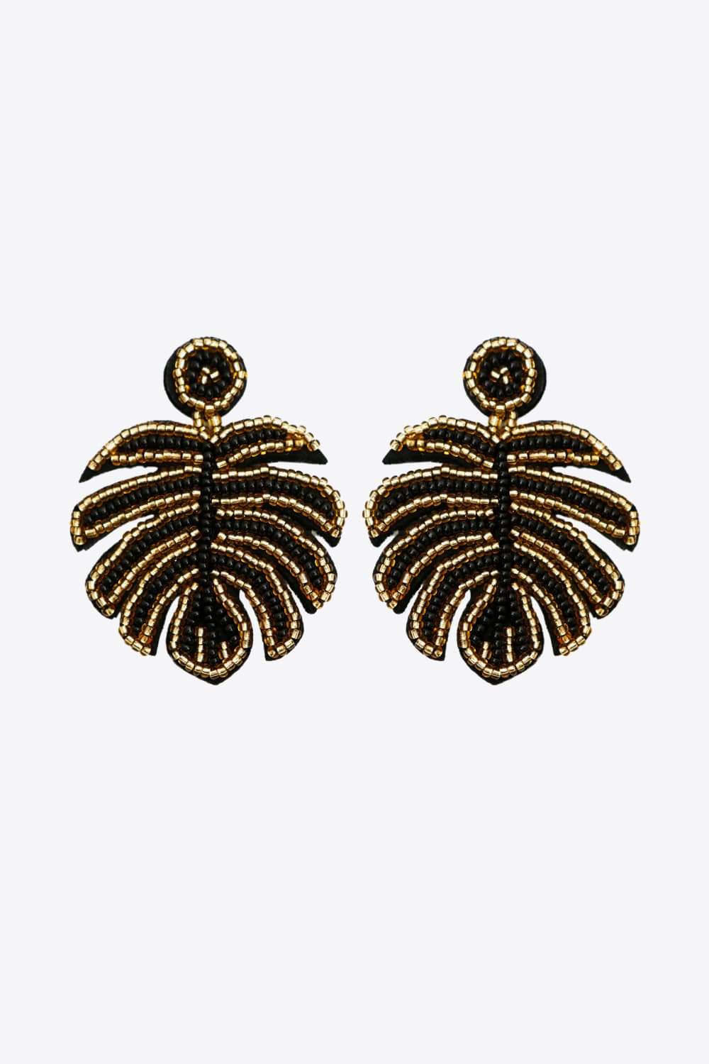 Beaded Banana Leaf Earrings Black One Size Earrings - Tophatter Daily Deals