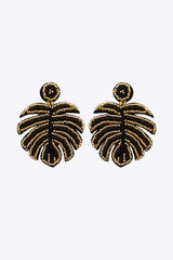 Beaded Banana Leaf Earrings Black One Size Earrings - Tophatter Daily Deals