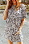 Animal Print Round Neck Tunic Tee with Pockets Women's T-Shirts - Tophatter Daily Deals