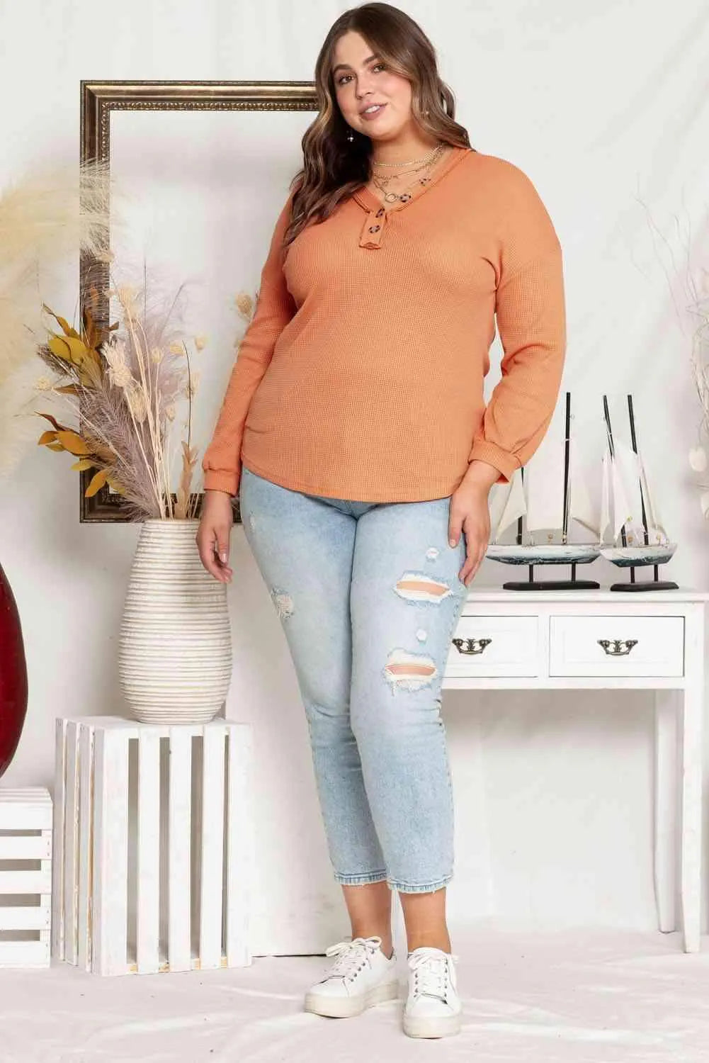 Plus Size V-Neck Dropped Shoulder Top Blouses - Tophatter Daily Deals