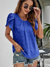 Swiss Dot Round Neck Petal Sleeve Top Blouses - Tophatter Daily Deals