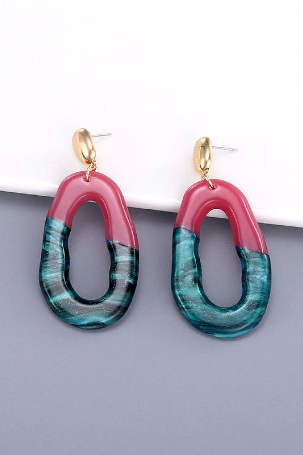 Contrast Geometric Drop Earrings Earrings - Tophatter Daily Deals