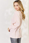 Celeste Full Size Long Bishop Sleeve Striped Top Blouses - Tophatter Daily Deals