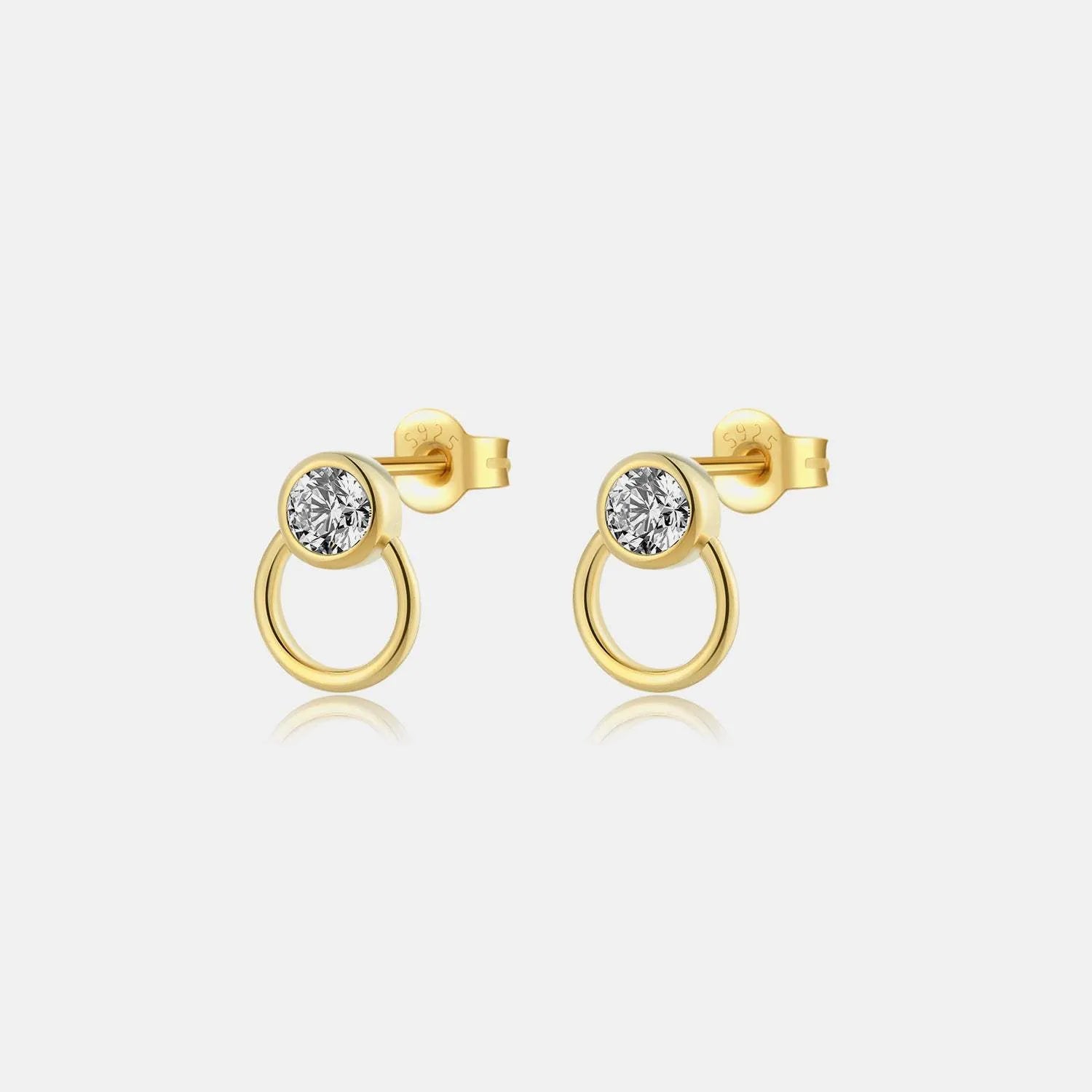 Inlaid Zircon 925 Sterling Silver Stud Earrings Gold One Size Earrings - Tophatter Daily Deals