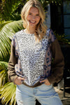 Exposed Seam Leopard Round Neck T-Shirt Women's T-Shirts - Tophatter Daily Deals