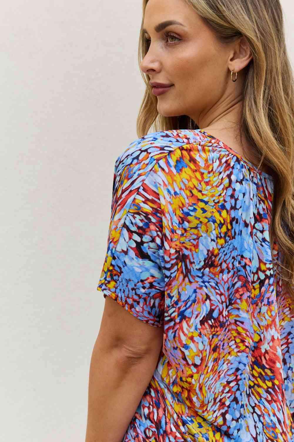 Be Stage Full Size Printed Dolman Flowy Top Blouses - Tophatter Daily Deals