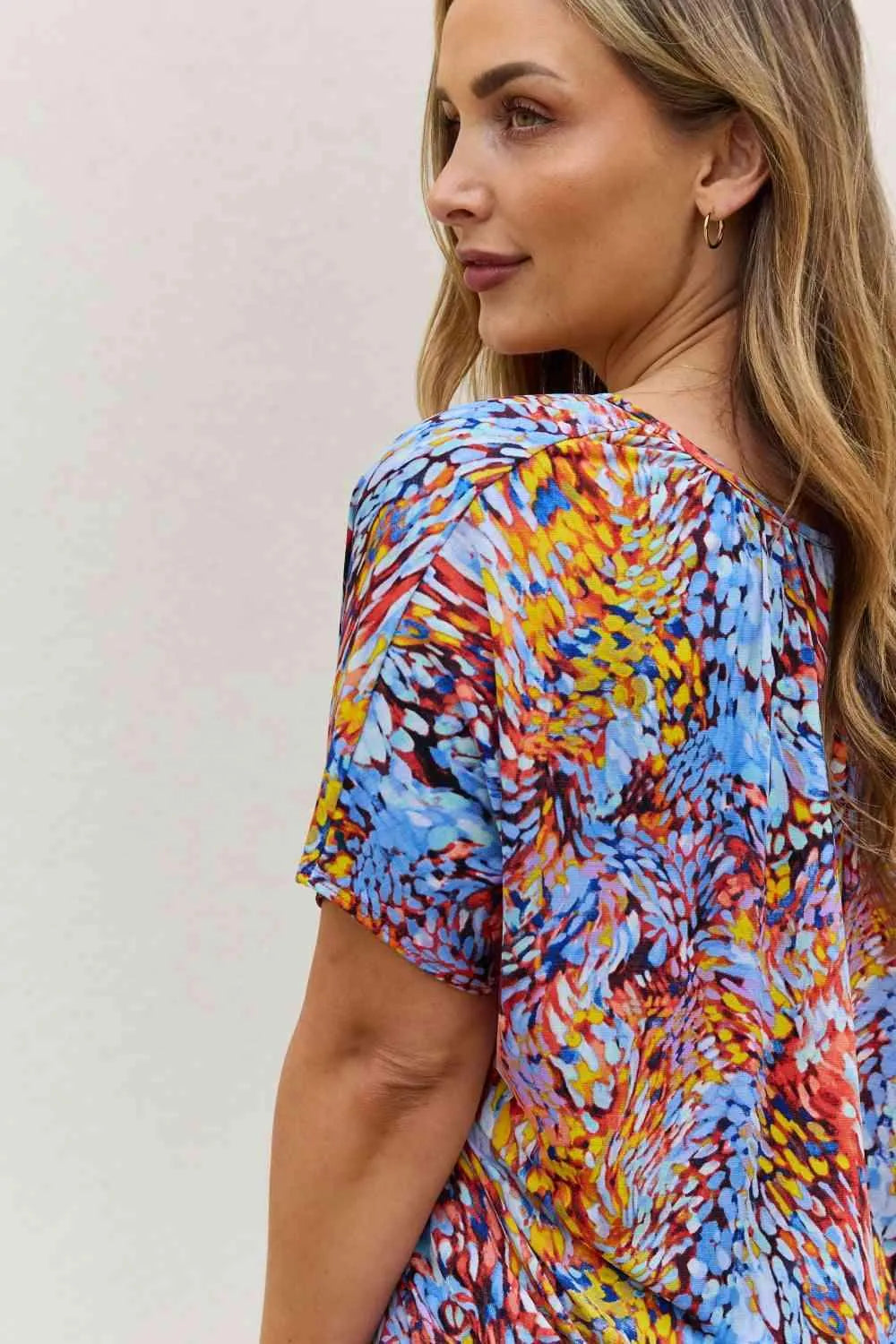Be Stage Full Size Printed Dolman Flowy Top Blouses - Tophatter Daily Deals