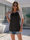 Leopard Round Neck Short Sleeve T-Shirt Women's T-Shirts - Tophatter Daily Deals