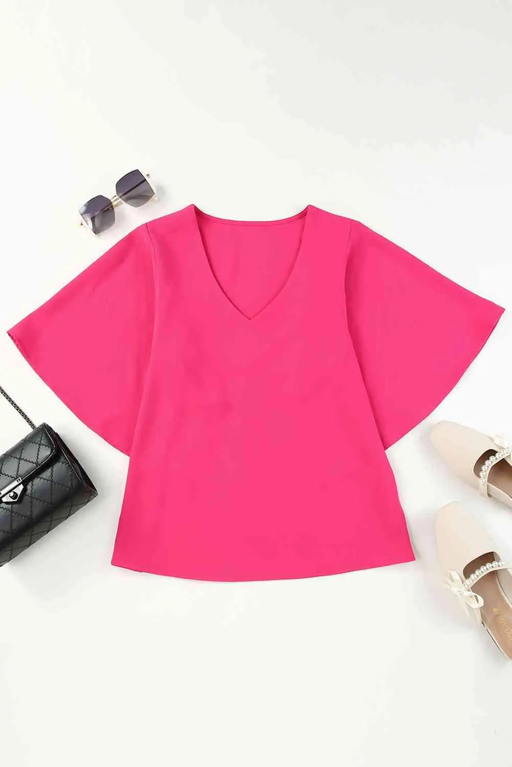 V-Neck Cloak Sleeve Blouse Blouses - Tophatter Daily Deals