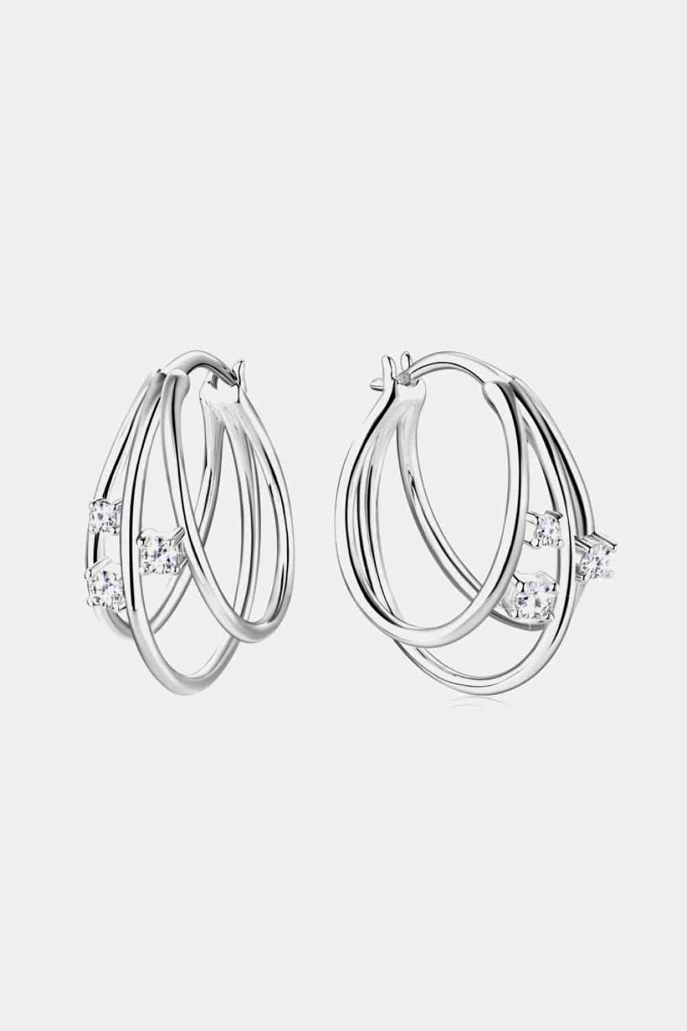 Moissanite 925 Sterling Silver Layered Earrings Moissanite - Tophatter Daily Deals