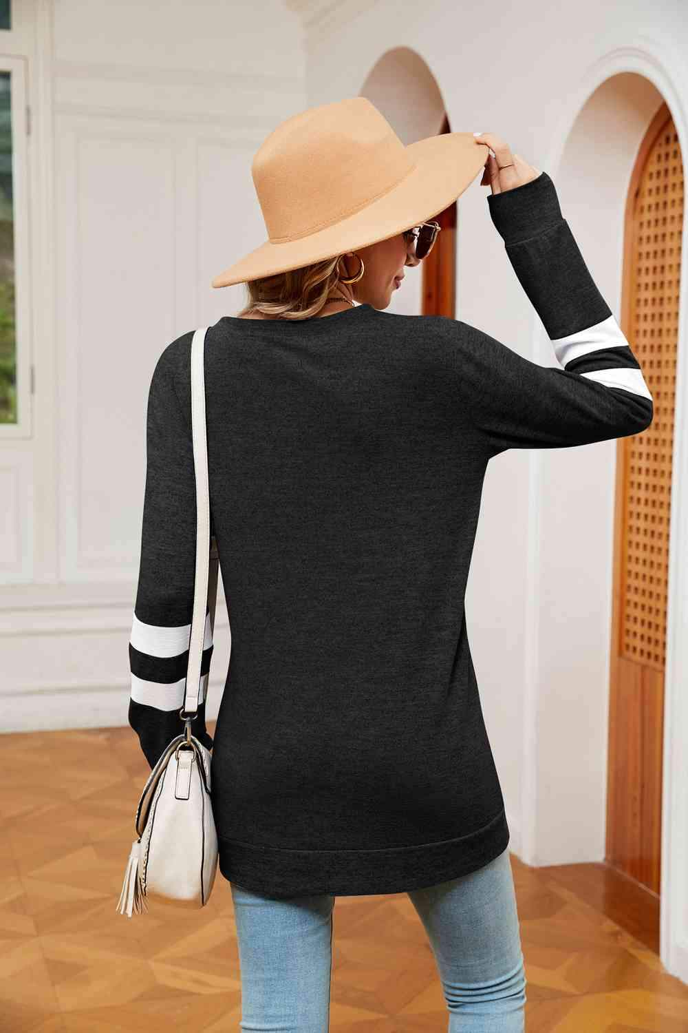 Round Neck Long Sleeve Top Women's T-Shirts - Tophatter Daily Deals