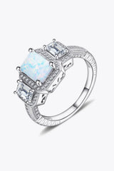 925 Sterling Silver Square Opal Ring Silver Opal - Tophatter Daily Deals