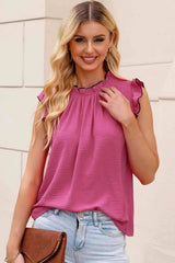 Mock Neck Cap Sleeve Blouse Blouses - Tophatter Daily Deals