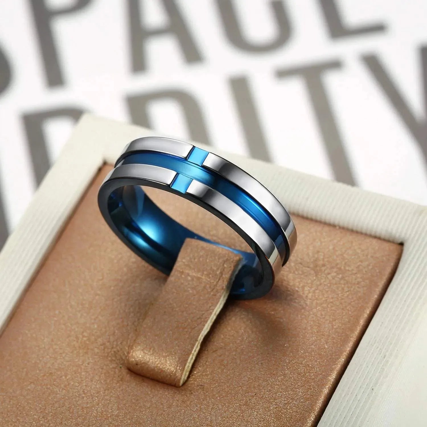 Contrast Titanium Steel Ring Rings - Tophatter Daily Deals