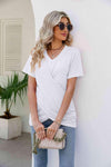 V-Neck Crisscross Short Sleeve Tee Women's T-Shirts - Tophatter Daily Deals