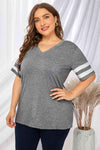 Plus Size Striped V-Neck Tee Shirt Women's T-Shirts - Tophatter Daily Deals