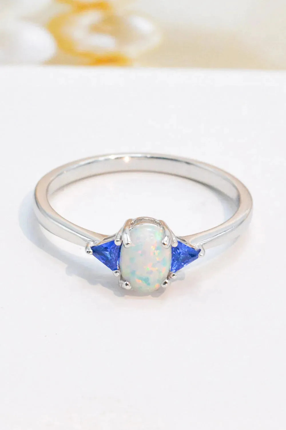 Contrast 925 Sterling Silver Opal Ring Opal - Tophatter Daily Deals