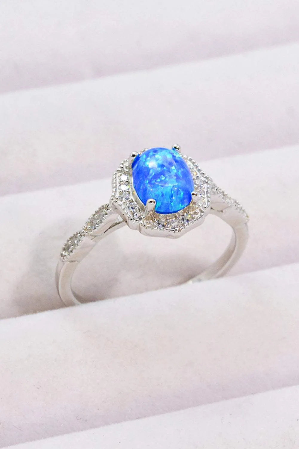 Opal and Zircon 925 Sterling Silver Ring Opal - Tophatter Daily Deals