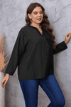 Plus Size Striped Notched Neck Top Blouses - Tophatter Daily Deals