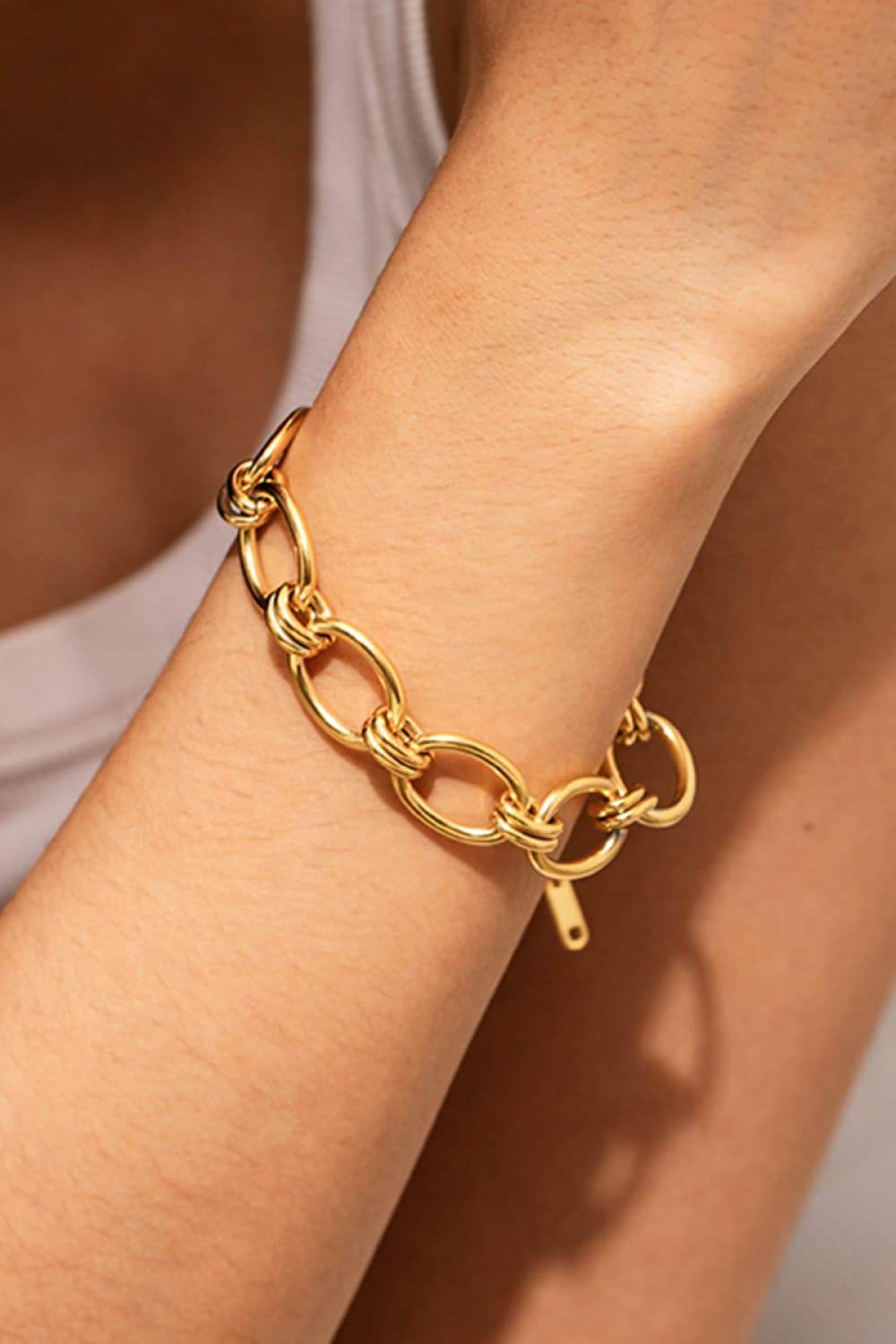 Chunky Chain Stainless Steel Bracelet Gold One Size Bracelets - Tophatter Daily Deals