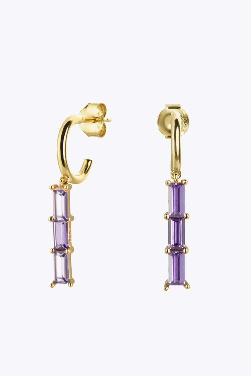 Inlaid Zircon 925 Sterling Silver Earrings Gold Purple One Size Earrings - Tophatter Daily Deals