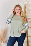 Hailey & Co Full Size Printed Round Neck Blouse Blouses - Tophatter Daily Deals