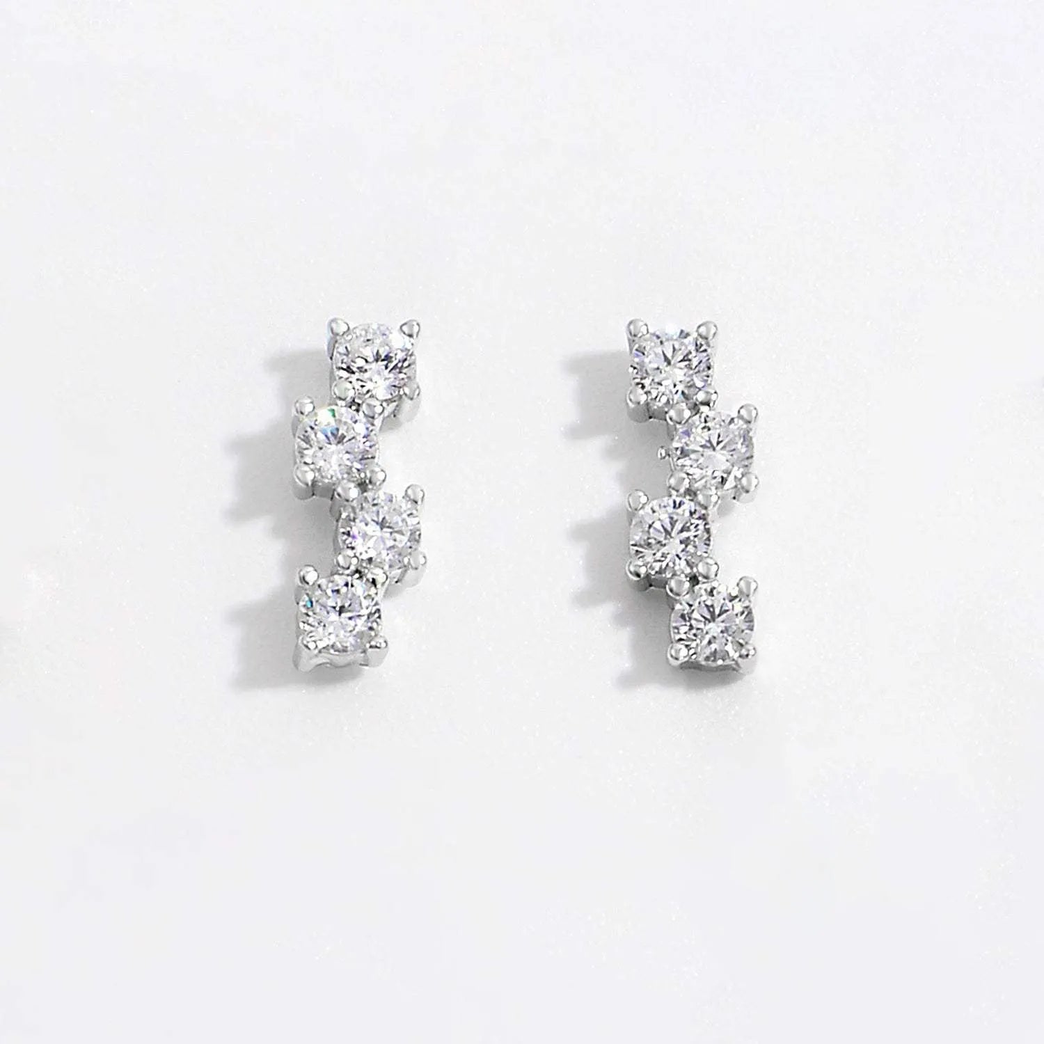 925 Sterling Silver Inlaid Zircon Stud Earrings Silver One Size Earrings - Tophatter Daily Deals