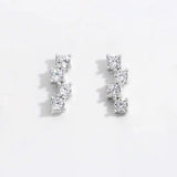 925 Sterling Silver Inlaid Zircon Stud Earrings Silver One Size Earrings - Tophatter Daily Deals