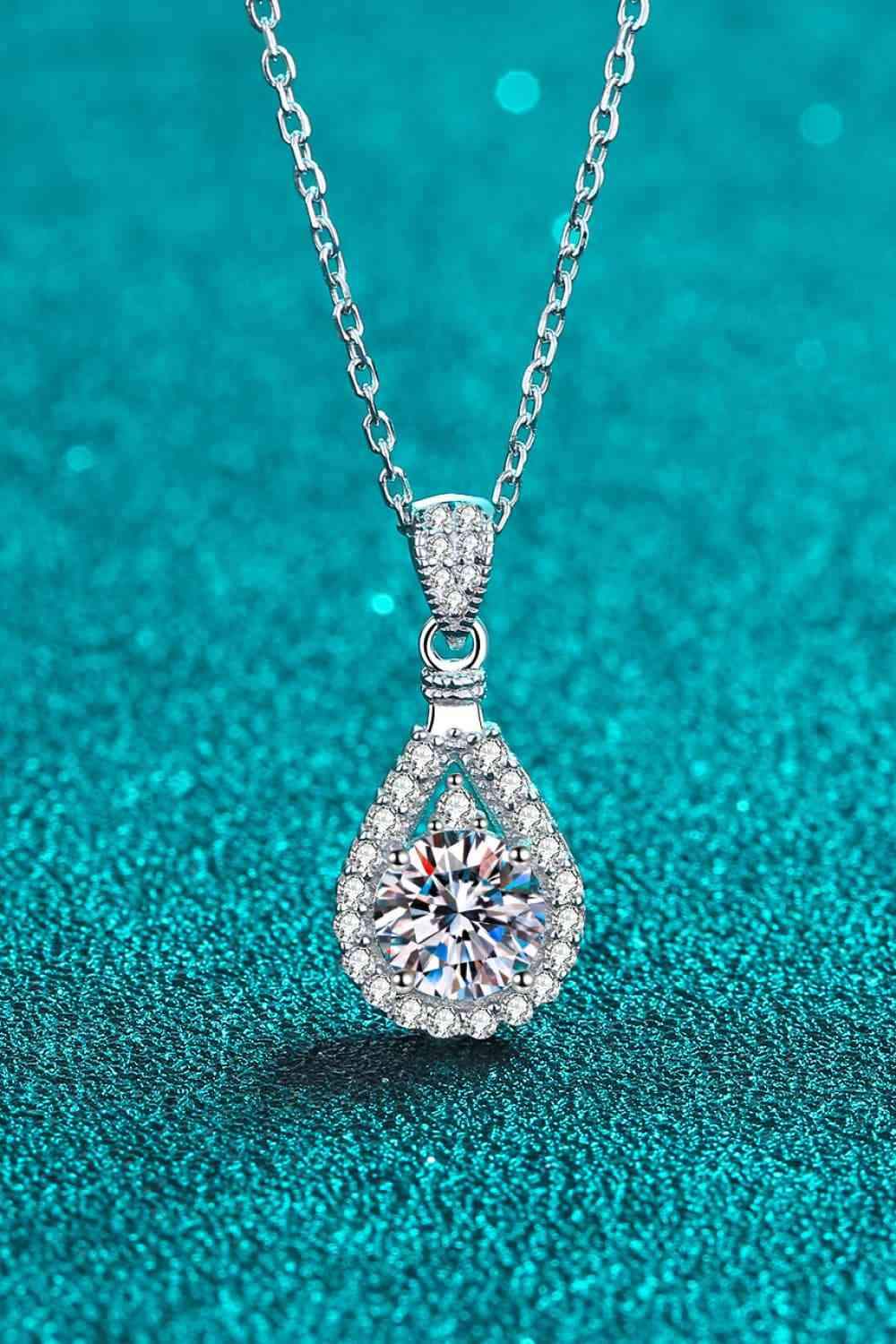 2 Carat Moissanite Teardrop Pendant 925 Sterling Silver Necklace Moissanite - Tophatter Daily Deals